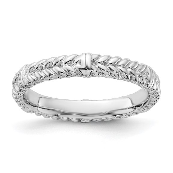 Auriga Fine Jewelry 925 Sterling Silver Rhodium Ring for Women Size 10