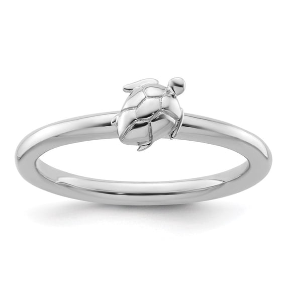 Auriga Fine Jewelry 925 Sterling Silver Rhodium Turtle Ring for Women Size 7