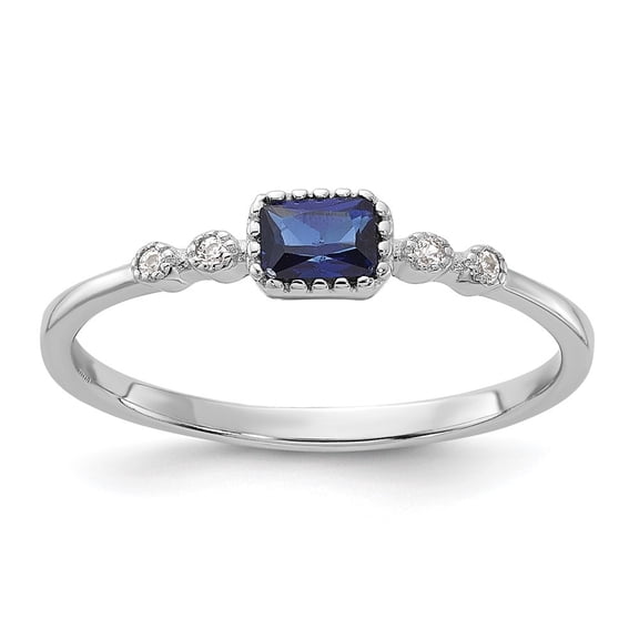 Auriga Fine Jewelry 925 Sterling Silver Rhodium-plated .02Cr. Blue Spinel and .02Cr. White Sapphire Ring for Women Size 6