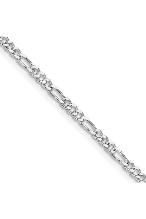 Fine Jewelry 925 Sterling Silver Rhodium-plated 2.5 mm Figaro Chain Necklace for Women 28"