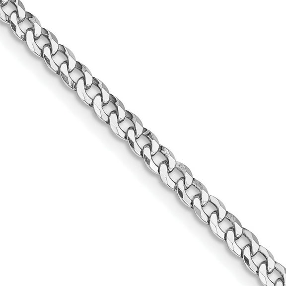 Auriga Fine Jewelry 925 Sterling Silver Rhodium-plated 3.2 mm Beveled Curb Chain Necklace for Women 20"
