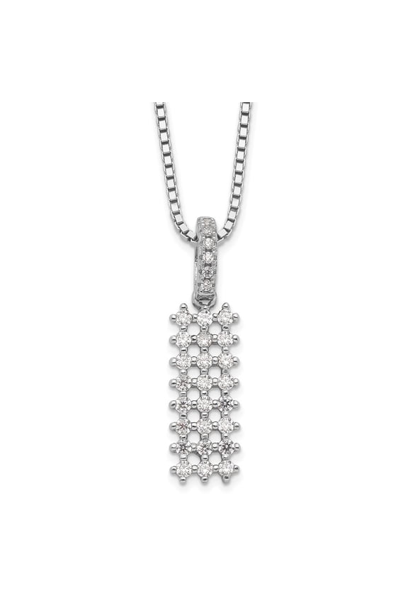Fine Jewelry 925 Sterling Silver Rhodium-plated 31 Stone Micro Pav CZ Necklace with 2 Inch Extender for Women 18"