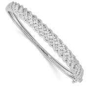 Auriga Fine Jewelry 925 Sterling Silver Rhodium-plated 349 Stone CZ Hinged Bangle Mens Bracelet