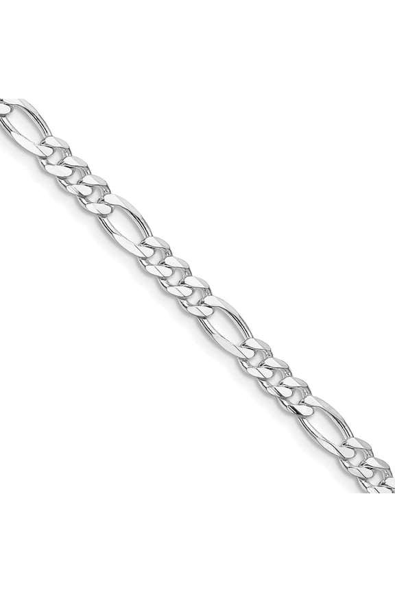 Fine Jewelry 925 Sterling Silver Rhodium-plated 4.5 mm Figaro Chain Necklace for Men's 22"
