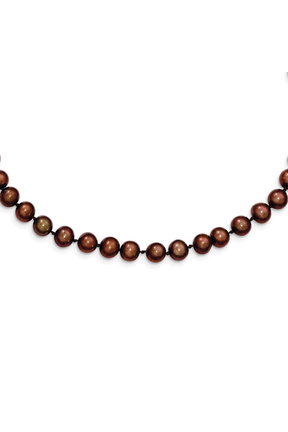 Fine Jewelry 925 Sterling Silver Rhodium-plated 6-7 mm Brown FWC Pearl Necklace for Women 16"