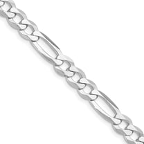 Auriga Fine Jewelry 925 Sterling Silver Rhodium-plated 7.5 mm Lightweight Flat Figaro Chain Necklace for Women 20"
