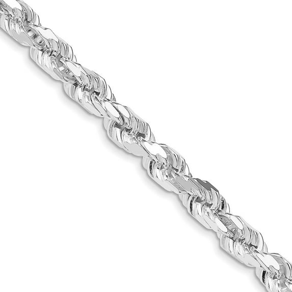 Auriga Fine Jewelry 925 Sterling Silver Rhodium-plated 7 mm Diamond-cut Rope Chain Necklace for Men 26"