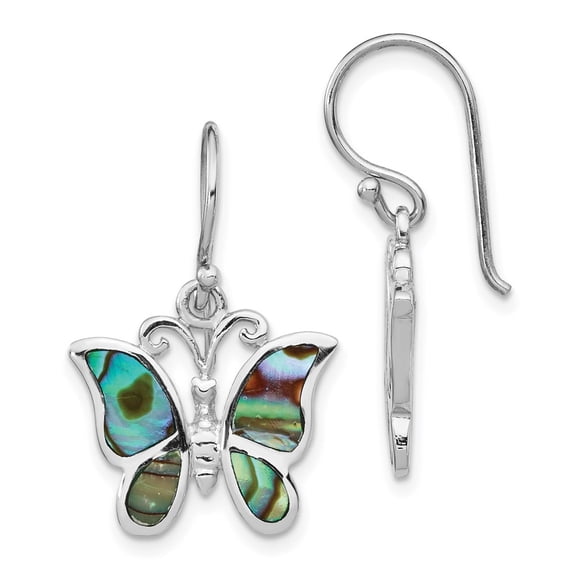 Auriga Fine Jewelry 925 Sterling Silver Rhodium-plated Abalone Butterfly Dangle Earrings for Women
