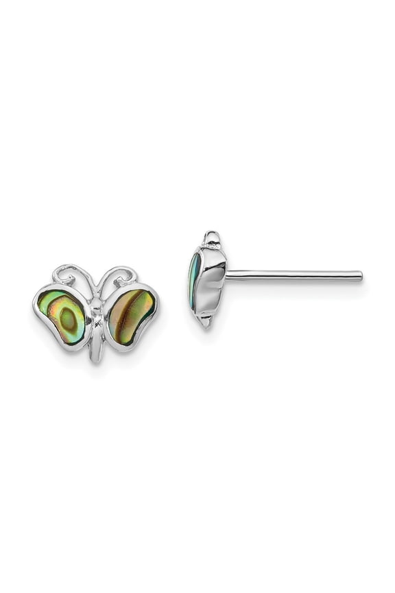Fine Jewelry 925 Sterling Silver Abalone Pearl Butterfly Stud Earrings for Women
