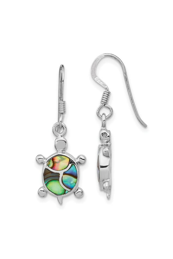 Fine Jewelry 925 Sterling Silver Abalone Turtle Dangle Earrings for Women