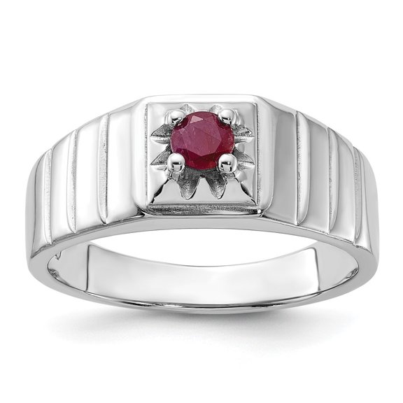 Auriga Fine Jewelry 925 Sterling Silver Rhodium-plated African Ruby Men's Ring Size 11