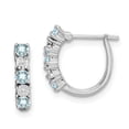 thumbnail image 1 of Auriga Fine Jewelry 925 Sterling Silver Rhodium-plated Aquamarine and Diamond Hoop Earrings for Women, 1 of 6