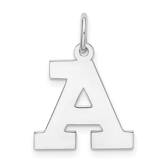 Auriga Fine Jewelry 925 Sterling Silver Rhodium-plated Block Letter A Initial Charm Pendant for Women (L - 19mm, W - 14mm)