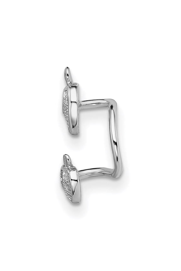 Fine Jewelry 925 Sterling Silver Rhodium-plated CZ Double Apple Right Cuff Earring for Women (L -15mm, W - 12mm)