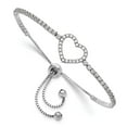 thumbnail image 1 of Auriga Fine Jewelry 925 Sterling Silver Rhodium-plated CZ Heart Adjustable Bracelet for Women, 1 of 6