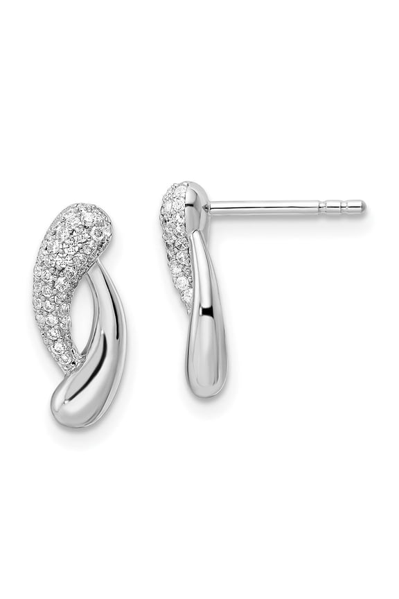 Fine Jewelry 925 Sterling Silver CZ Post Drop Earrings for Women