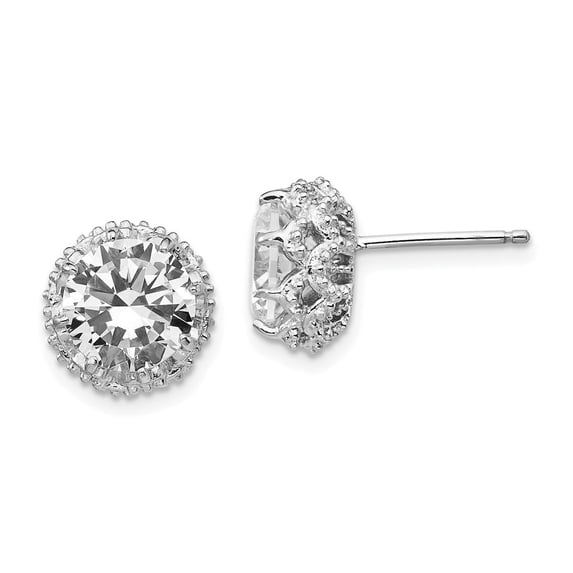 Auriga Fine Jewelry 925 Sterling Silver Rhodium-plated CZ Round Post Stud Earrings for Women