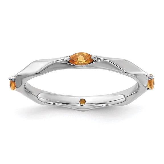 Auriga Fine Jewelry 925 Sterling Silver Rh-plated Citrine Ring for Women Size 10