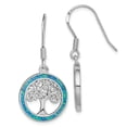 thumbnail image 1 of Auriga Fine Jewelry 925 Sterling Silver Rhodium-plated Created Blue Opal with Tree Dangle Earrings for Women, 1 of 5