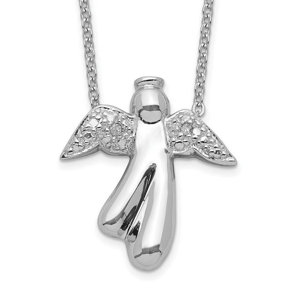 Auriga Fine Jewelry 925 Sterling Silver Rhodium-plated Diamond Angel Necklace 18inch for Women