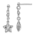 thumbnail image 1 of Auriga Fine Jewelry 925 Sterling Silver Rhodium-plated Diamond-cut Mesh Star Dangle Post Earrings for Women, 1 of 6