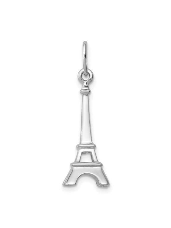 Fine Jewelry 925 Sterling Silver Rhodium-plated Eiffel Tower Charm for Women (L - 25 mm, W - 10 mm)