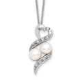thumbnail image 1 of Auriga Fine Jewelry 925 Sterling Silver Rhodium-plated FWC Pearl CZ 2 P's in a Pod Motherhood Friendship Necklace for Women 18", 1 of 6
