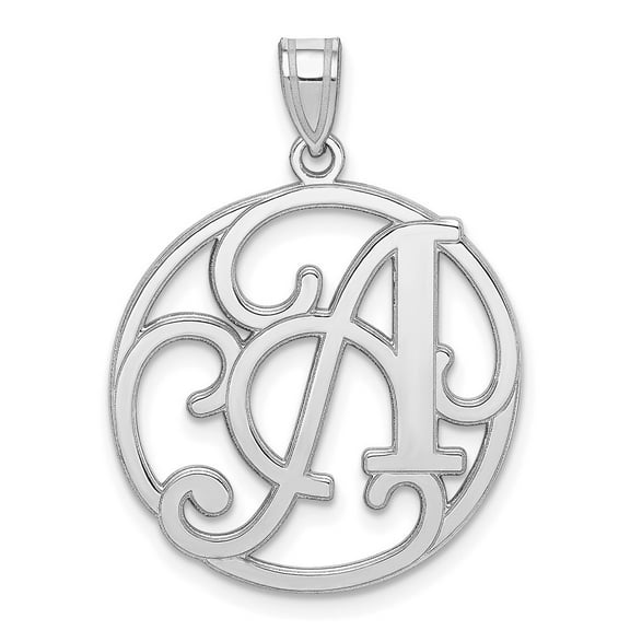 Auriga Fine Jewelry 925 Sterling Silver Rhodium-plated Fancy Script Letter A Initial Pendant for Women