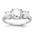 thumbnail image 1 of Auriga Fine Jewelry 925 Sterling Silver Rhodium-plated Iridescent CZ 3-Stone Ring for Women Size- 6, 1 of 6