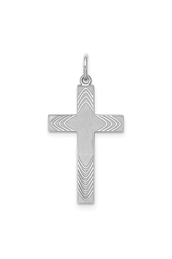 Fine Jewelry 925 Sterling Silver Rhodium-plated Laser Designed Cross Pendant for Women (L-30mm, W-15mm)