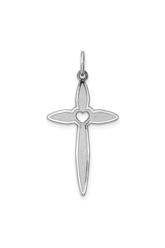 Fine Jewelry 925 Sterling Silver Rhodium-plated Laser Designed Cross Pendant for Women (L-30mm, W-15mm)
