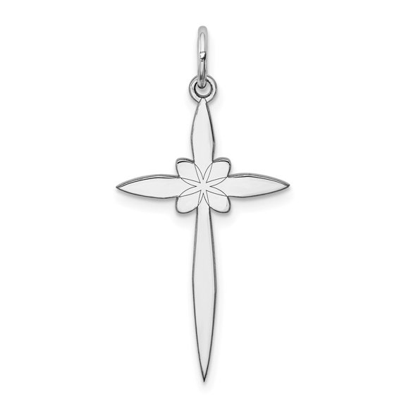 Auriga Fine Jewelry 925 Sterling Silver Rhodium-plated Laser Designed Cross Pendant for Women (L-30mm, W-15mm)