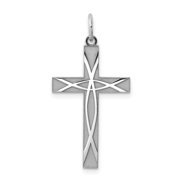 Auriga Fine Jewelry 925 Sterling Silver Rhodium-plated Laser Designed Cross Pendant for Women L-30mm, W-16mm