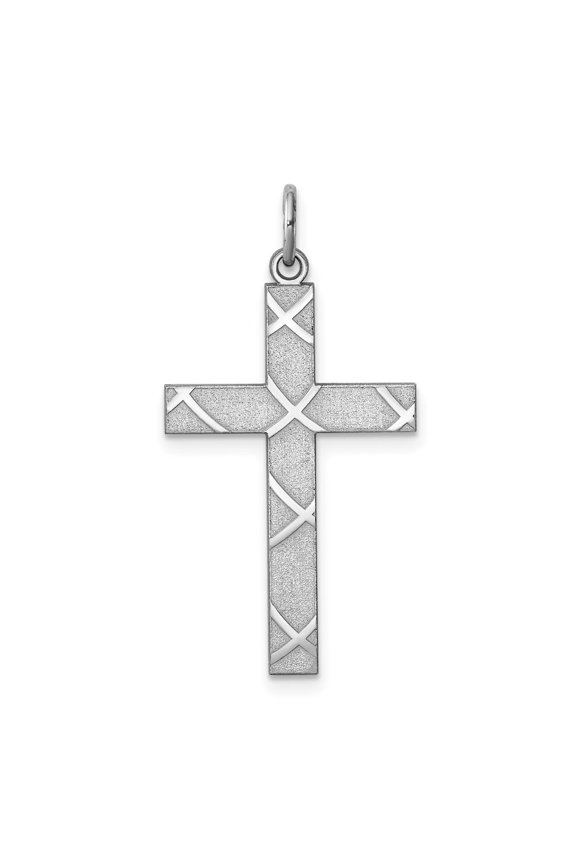 Fine Jewelry 925 Sterling Silver Rhodium-plated Laser Designed Cross Pendant for Women (L-30mm, W-16mm)