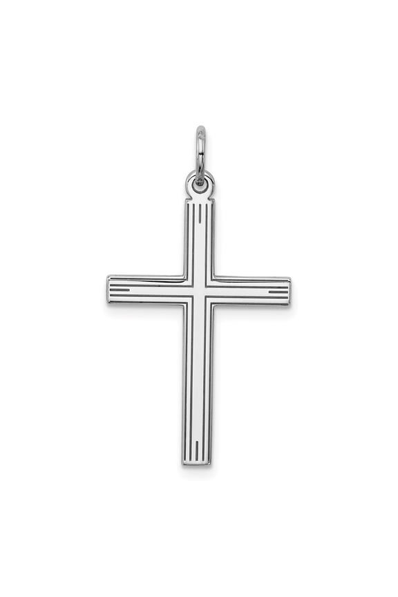 Fine Jewelry 925 Sterling Silver Rhodium-plated Laser Designed Cross Pendant for Women (L-30mm, W-17mm)