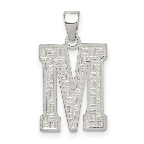 Auriga Fine Jewelry 925 Sterling Silver Rhodium-plated Letter M Initial Pendant for Women (L-25 mm, W-9 to 10 mm)