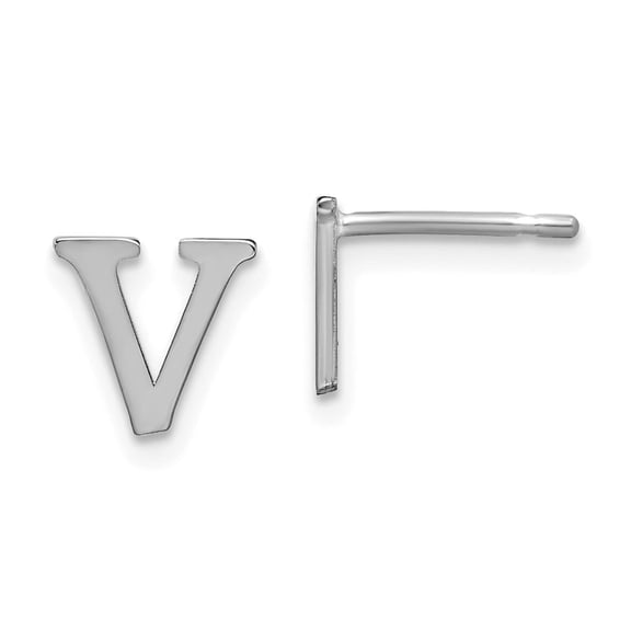 Auriga Fine Jewelry 925 Sterling Silver Letter V Initial Post Stud Earrings for Women