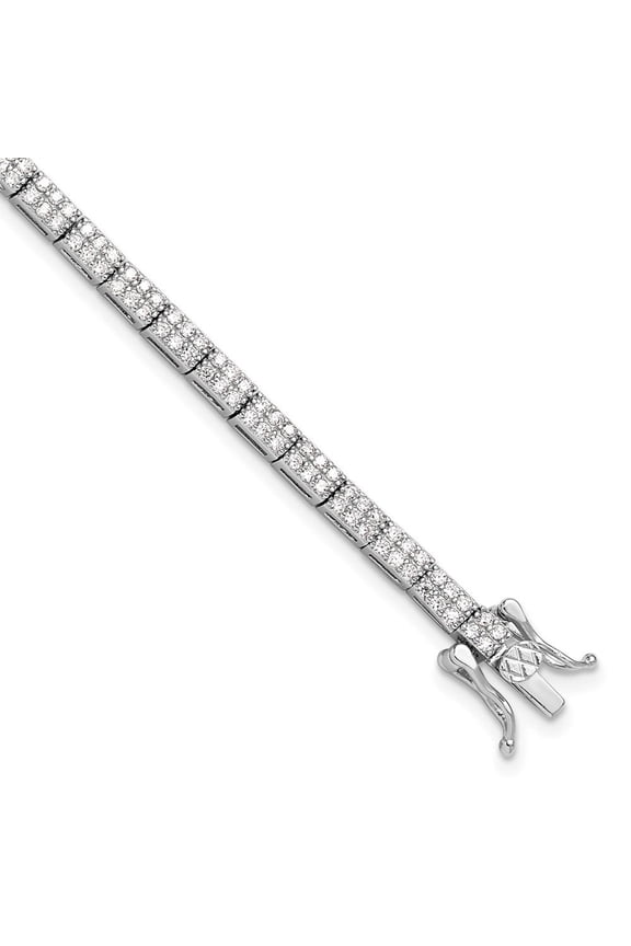 Fine Jewelry 925 Sterling Silver Rhodium-plated Micro Pave CZ 7.5inch Bracelet for Women