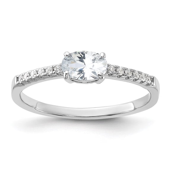 Auriga Fine Jewelry 925 Sterling Silver Rhodium-plated Oval CZ Ring for Women Size- 6