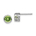 thumbnail image 1 of Auriga Fine Jewelry 925 Sterling Silver Rhodium-plated Peridot Round Post Stud Earrings for Women, 1 of 6