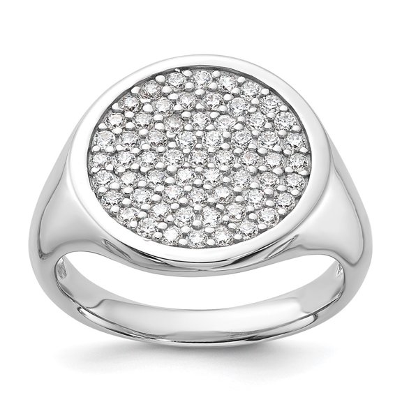 Auriga Fine Jewelry 925 Sterling Silver Rhodium-plated Polished CZ Fashion Ring for Women Size- 6
