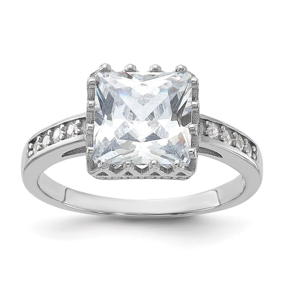 Auriga Fine Jewelry 925 Sterling Silver Rhodium-plated Polished CZ Ring for Women Size 6