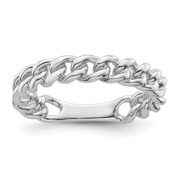 Auriga Fine Jewelry 925 Sterling Silver Rhodium-plated Polished Chain Link Ring for Women Size 6