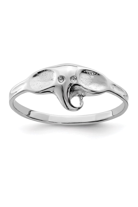 Fine Jewelry 925 Sterling Silver Rhodium-plated Polished Elephant Ring for Women Size- 8