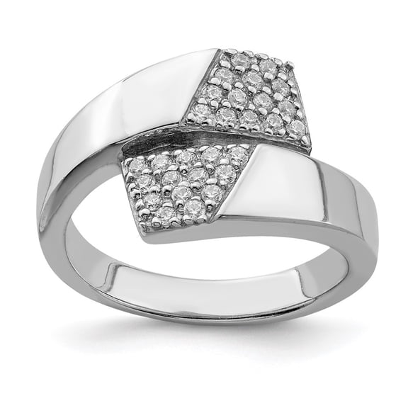 Auriga Fine Jewelry 925 Sterling Silver Rhodium-plated Polished with CZ Ring for Women Size 6