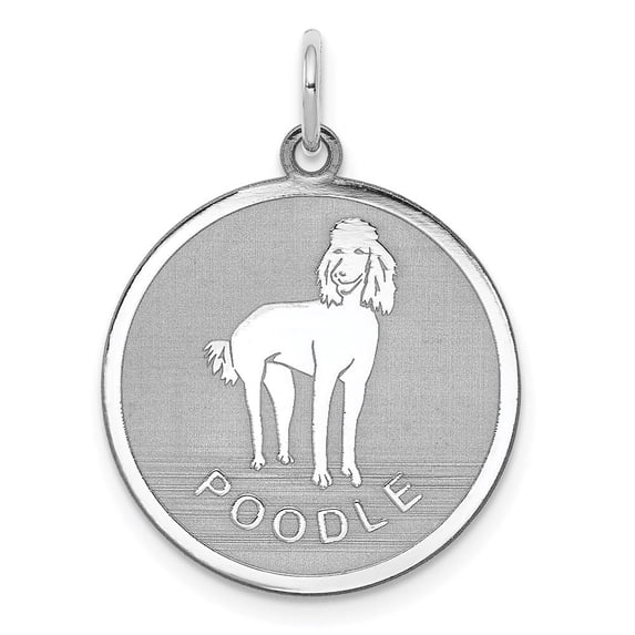 Auriga Fine Jewelry 925 Sterling Silver Rhodium-plated Poodle Disc Charm for Women (L - 26 mm, W - 19 mm)