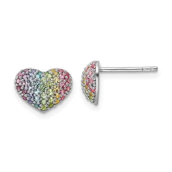 Auriga Mother's Day Gift 925 Sterling Silver Rainbow Crystal Heart Post Stud Earrings Valentine's Day Gift for Women