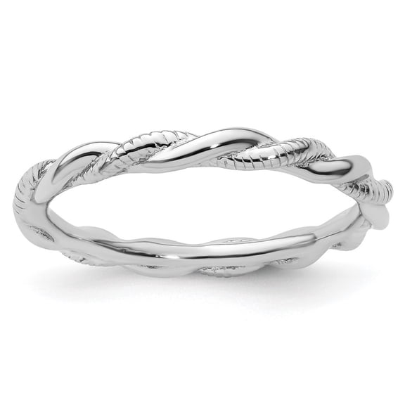 Auriga Fine Jewelry 925 Sterling Silver Rhodium-plated Twist Ring for Women Size- 10