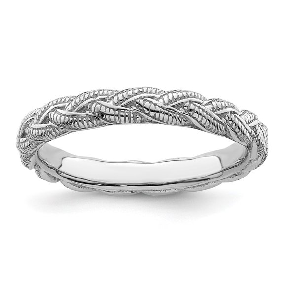 Auriga Fine Jewelry 925 Sterling Silver Rhodium-plated Twist Ring for Women Size- 10