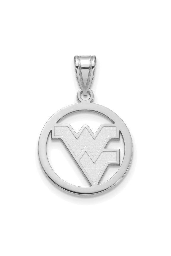 Fine Jewelry 925 Sterling Silver Rhodium-plated West Virginia W-V Medium Circle Pendant for Women (L-25 mm, W-18 mm)